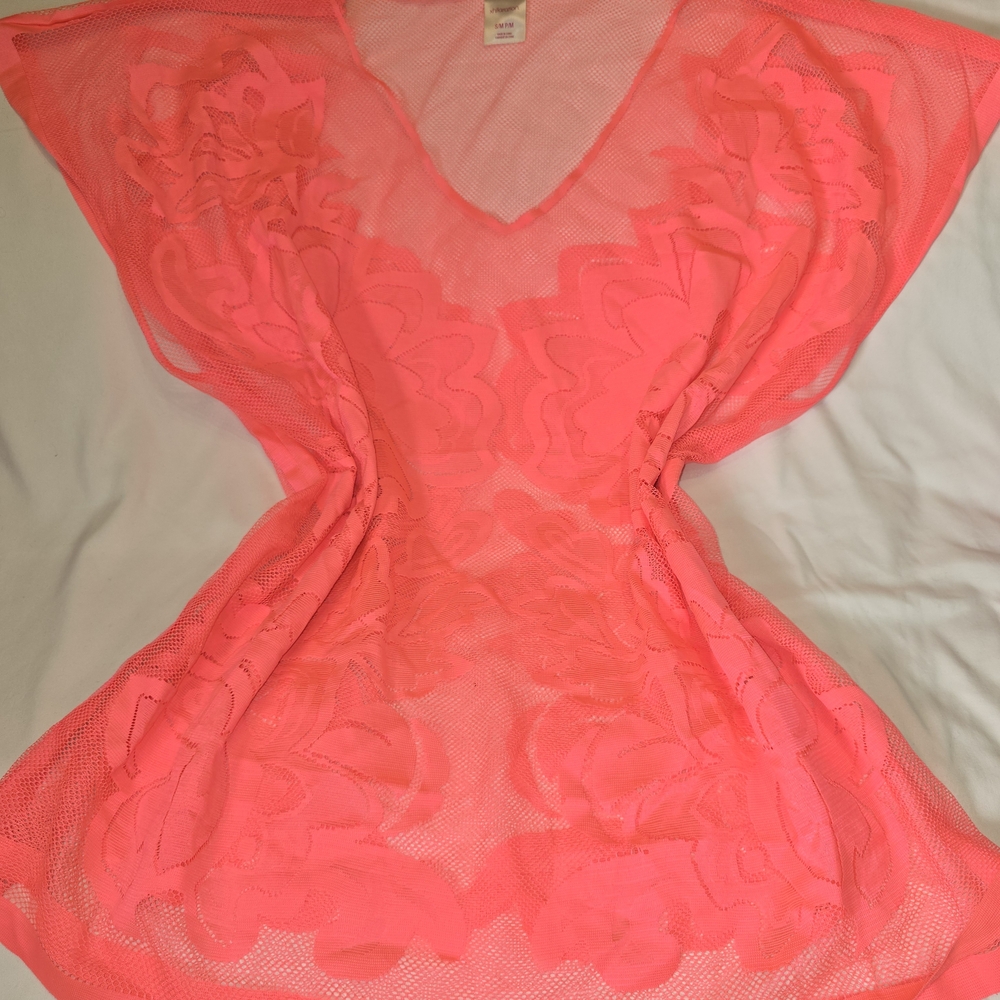 Xhilaration Bright Pink Mesh Cover-Up